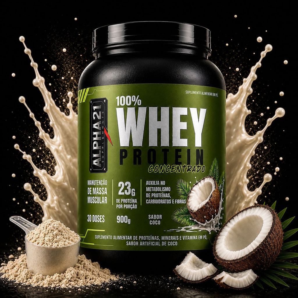 Whey Protein Coco ALPHA21 – concentrado 900g sabor coco