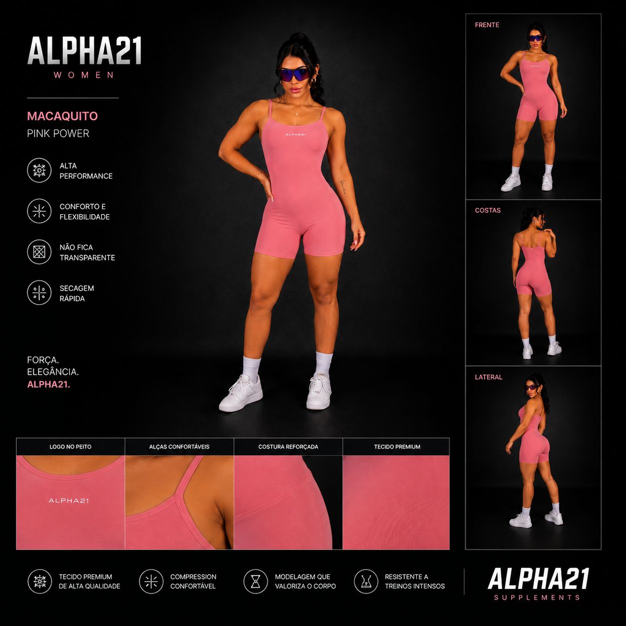 Macaquito Fitness Feminino ALPHA21 - Alta Compressão