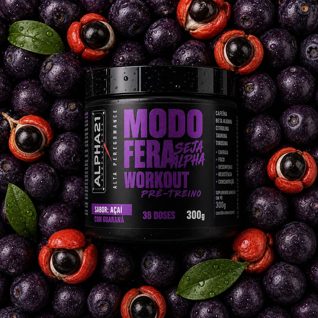 Pré-Treino ALPHA21 300g Açaí – Energia e Foco Premium