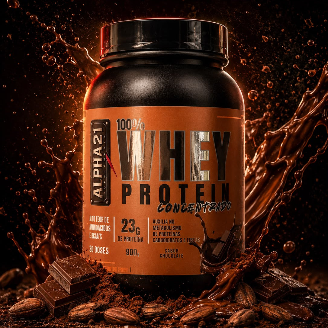 Whey Protein Concentrado ALPHA21 900g | Sabor Chocolate