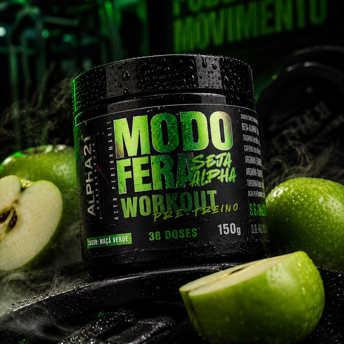 Pré-Treino Maçã Verde ALPHA21 150g – Energia Premium