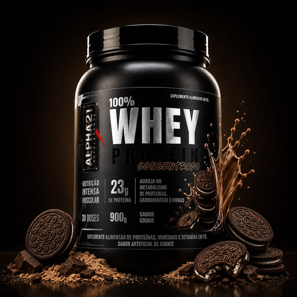 Whey Protein Concentrado ALPHA21 900g | Sabor Cookies