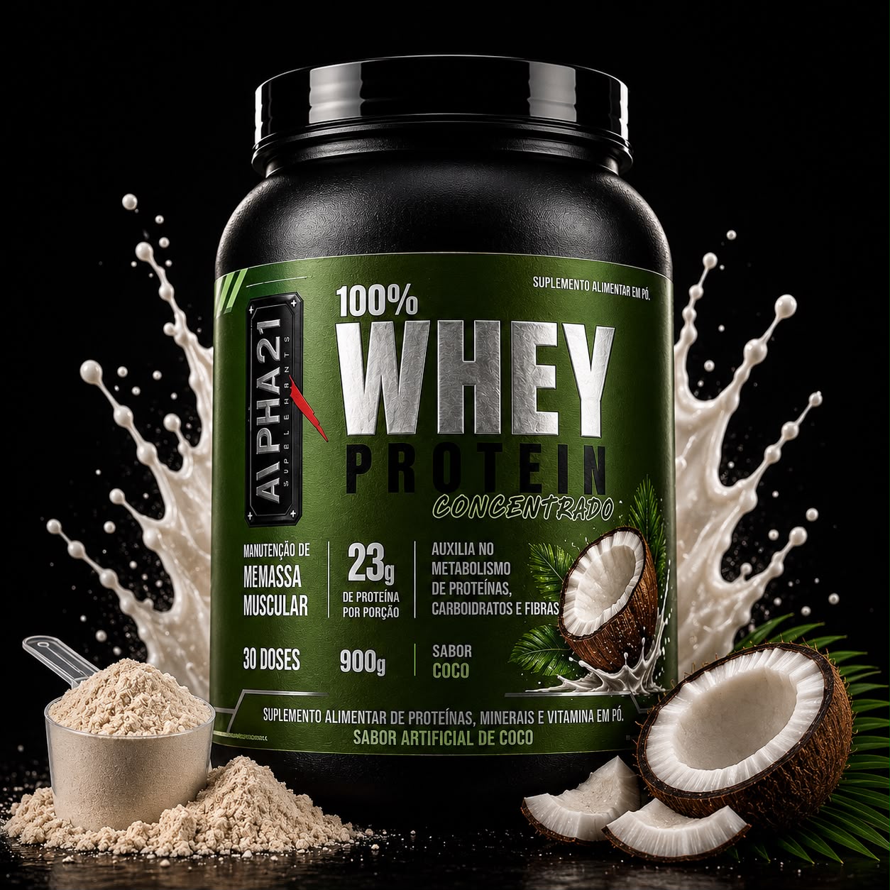 Whey Protein Coco ALPHA21 | Concentrado 900g
