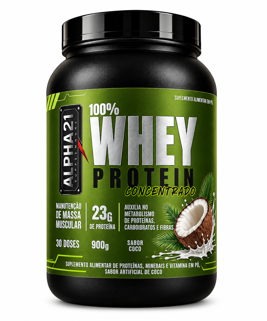 Whey Protein Concentrado ALPHA21 900g | Sabor Coco