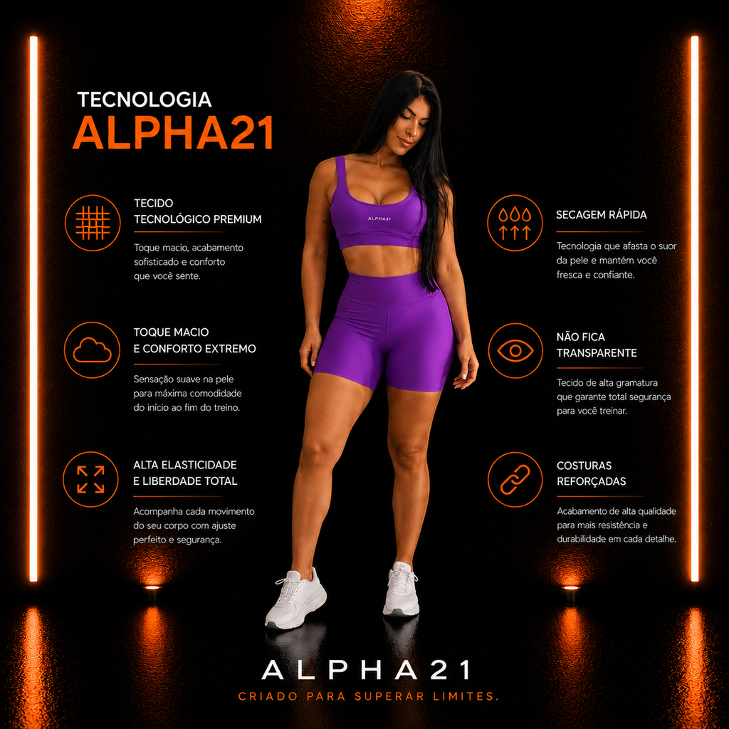 Conjunto Fitness Feminino ALPHA21 | Short e Top Premium