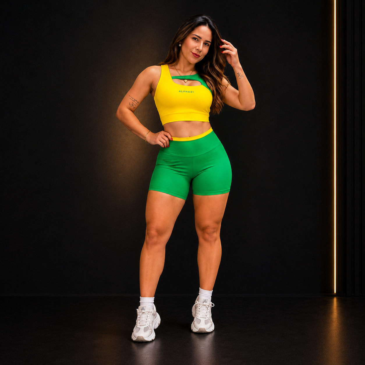 Conjunto Fitness Feminino Bicolor ALPHA21 para Performance