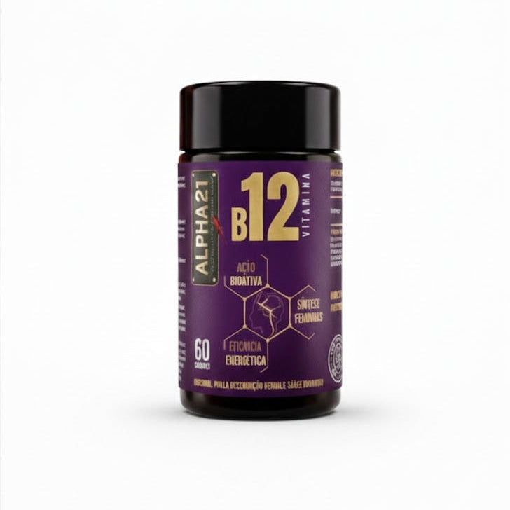 B12 ALPHA21 | Complexo Premium de Metilcobalamina com 60 cápsulas. Suplemento de alta biodisponibilidade para energia, metabolismo e função neurológica.