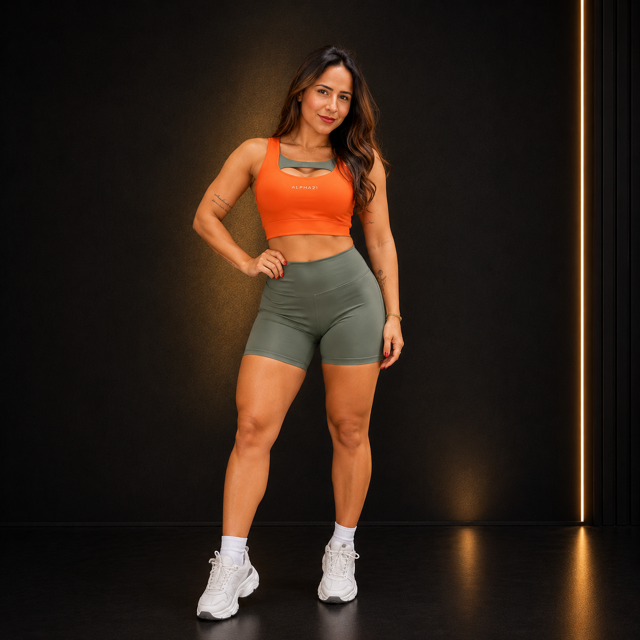 Conjunto Fitness Feminino Bicolor ALPHA21 para Performance
