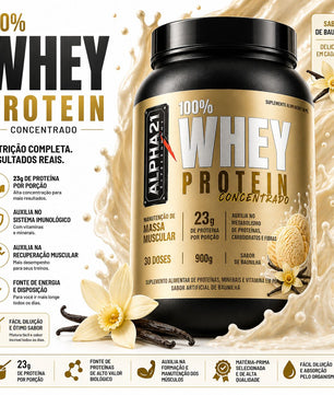 Whey Protein ALPHA21 sabor Baunilha – concentrado 900g para hipertrofia