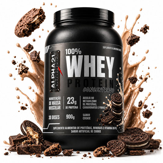 Proteína concentrada ALPHA21 Cookies – 900g para ganho muscular