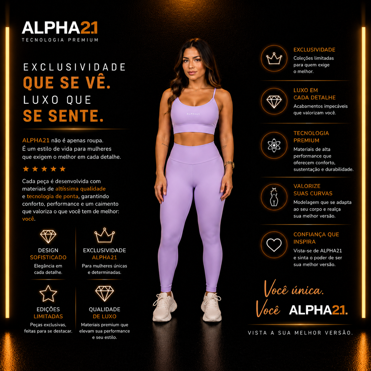 Conjunto Feminino ALPHA21: Legging e Top Compressão