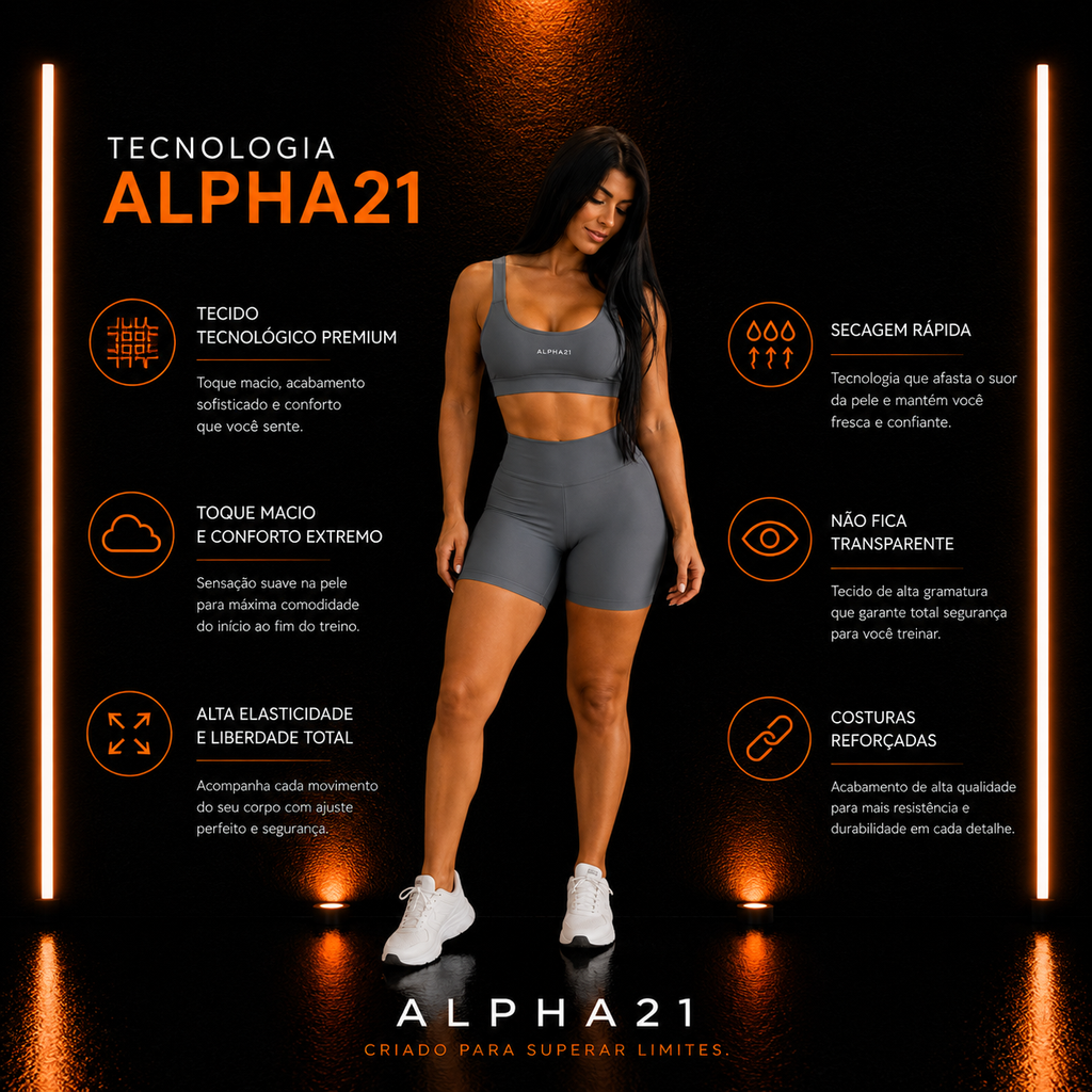 Conjunto Fitness Feminino ALPHA21 | Short e Top Premium