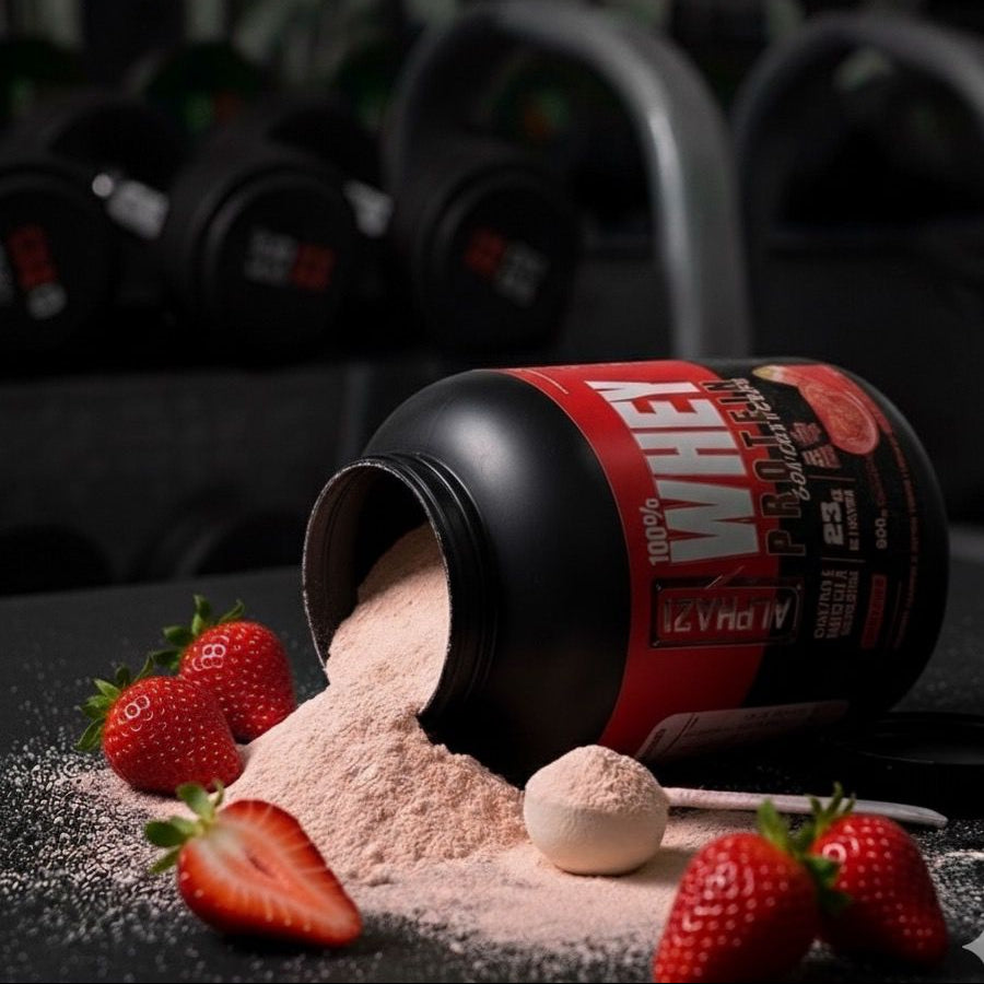 ALPHA21 PURE WHEY — SABOR MORANGO (900G)  ⭐️⭐️⭐️⭐️⭐️ 6.912 avaliações | Energia, Sabor e Desempenho Premium