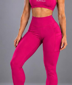 Conjunto Feminino Fitness ALPHA21  Top e Legging com Bolsos