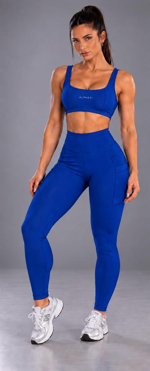 Conjunto Feminino Fitness ALPHA21  Top e Legging com Bolsos