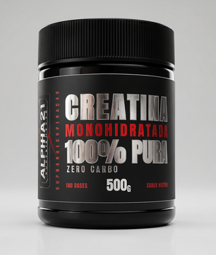 Creatina Monohidratada 500g ALPHA21 fundo cinza
