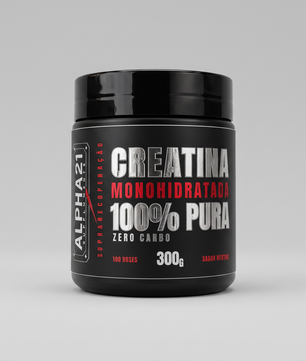 Creatina Monohidratada 300g ALPHA21 fundo cinza