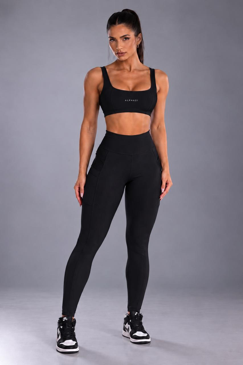 Conjunto Feminino Fitness ALPHA21  Top e Legging com Bolsos