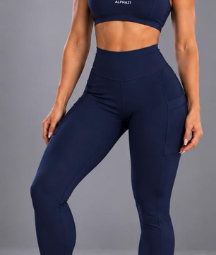 Conjunto Feminino Fitness ALPHA21  Top e Legging com Bolsos