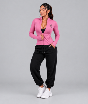 Jaqueta fitness ALPHA21 rosa em fundo claro