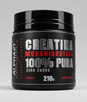 Creatina Monohidratada 210g ALPHA21 fundo cinza
