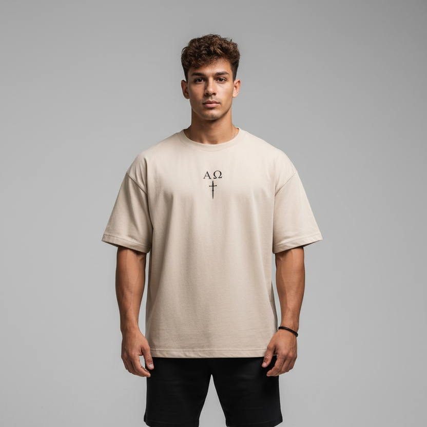 Camisa Oversized ALPHA21 fundo cinza