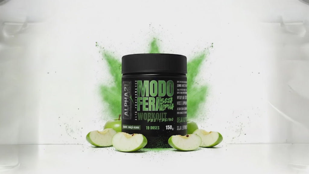 Pré-Treino ALPHA21 Maçã Verde 300g - Suplemento pré-treino com cafeína, beta-alanina e citrulina para energia e foco - Fabricado sob BPF ANVISA
