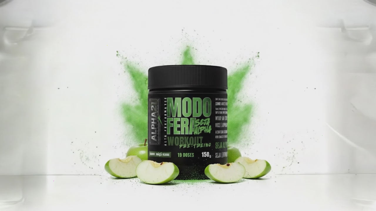 Pré-Treino ALPHA21 Maçã Verde 300g - Suplemento pré-treino com cafeína, beta-alanina e citrulina para energia e foco - Fabricado sob BPF ANVISA