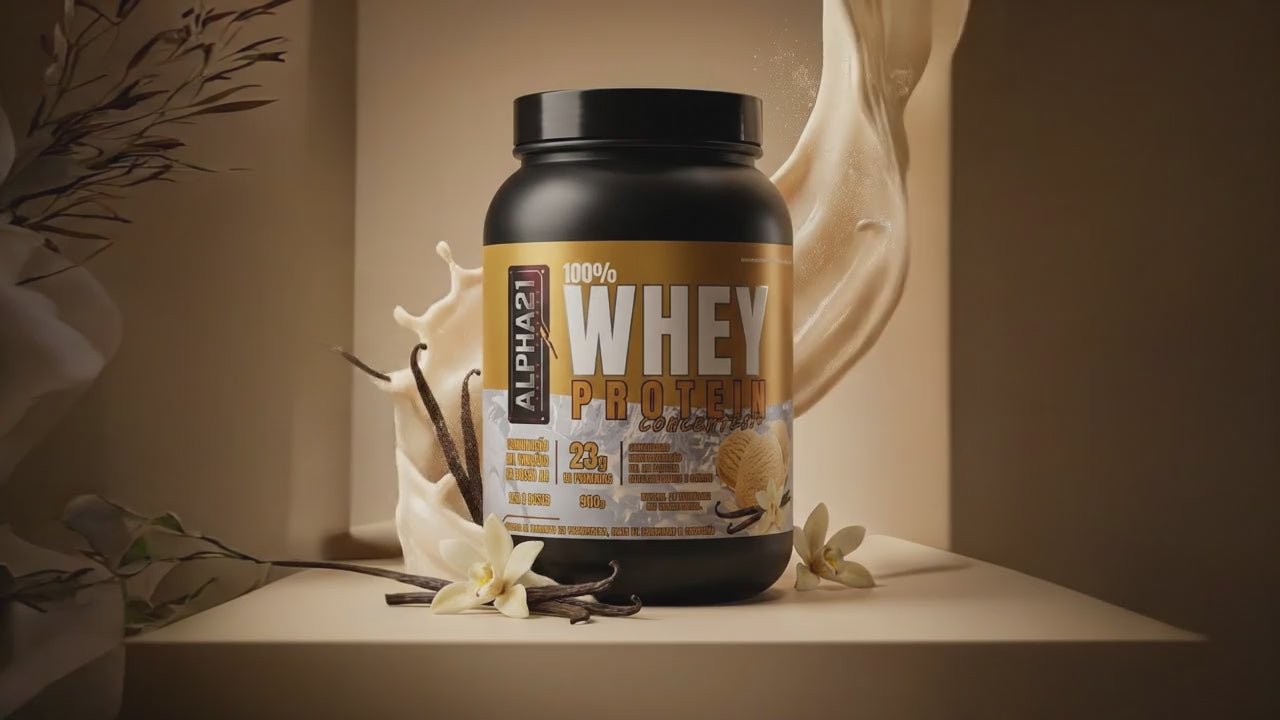 Whey Protein ALPHA21 Baunilha 900g - Suplemento proteico concentrado com 24g de proteína, BCAAs e aminoácidos essenciais - Fabricado sob BPF ANVISA