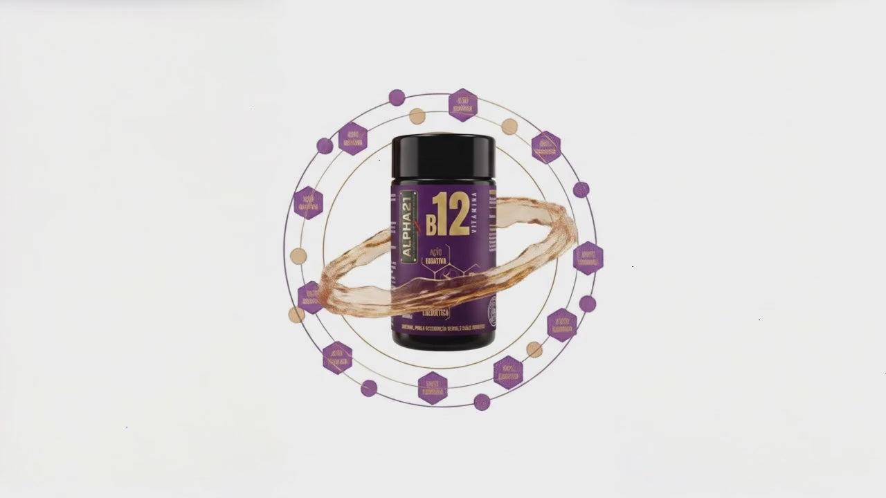 B12 ALPHA21 | Complexo Premium de Metilcobalamina com 60 cápsulas. Suplemento de alta biodisponibilidade para energia, metabolismo e função neurológica.