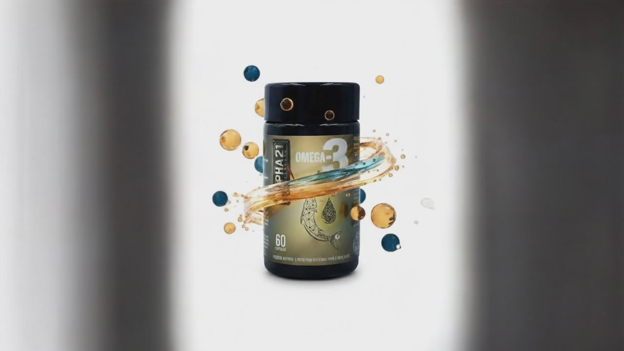 Omega 3 ALPHA21 – suplemento com ácidos graxos essenciais EPA e DHA para suporte cardiovascular e cognitivo, fabricado sob BPF/ANVISA