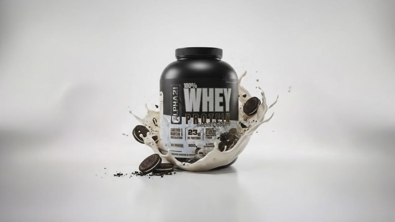 Whey Protein ALPHA21 Cookies 900g - Suplemento proteico concentrado com 24g de proteína, BCAAs e aminoácidos essenciais - Fabricado sob BPF ANVISA