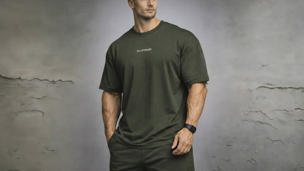 Camisa Oversized ALPHA21 Pano Egípcio – tecido suedine nobre com toque macio para lifestyle fitness e streetwear