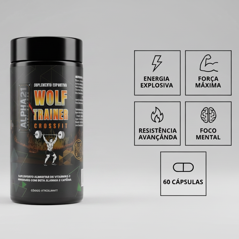 Suplemento Wolf Treiner Crossfit ALPHA21 com 60 cápsulas para performance e resistência em treinos intensos